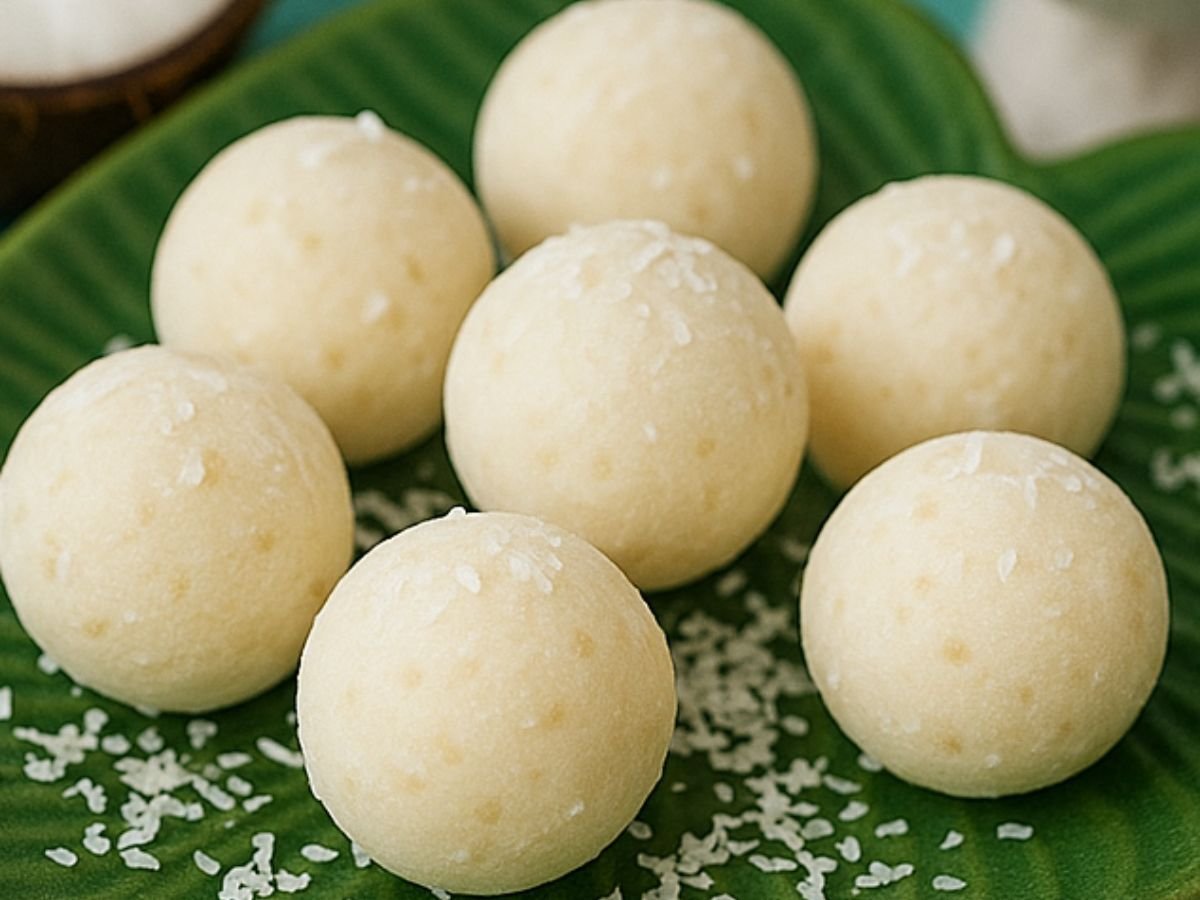 Frozen Coconut Yogurt Bites on a leaf shaped tray